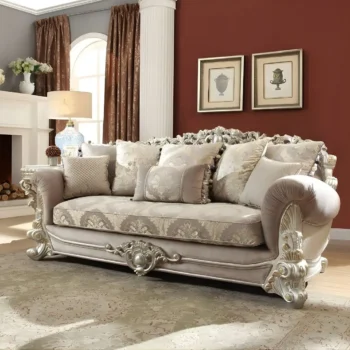 Metallic Silver Finish Sofa Traditional Style by Homey Design HD-372