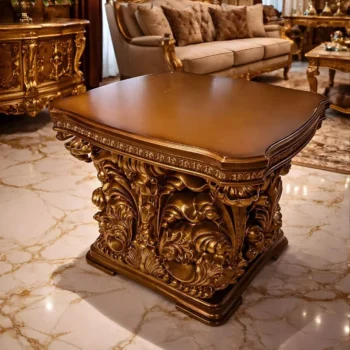 Met Ant Gold & Perfect Brown End Table HD-8018 By Homey Design