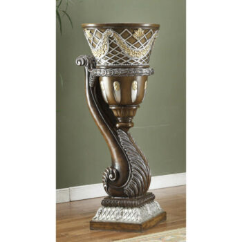 Brown Cherry & Metallic Silver Vase By HD-1506 By Homey Design