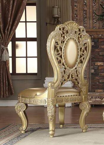 Metallic Bright Gold Side Chair Traditional Homey Design HD-8016