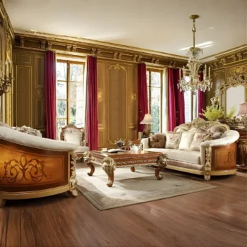 Rich Brown & Metallic Bright Gold Accent Sofa HD-821 By Homey Design