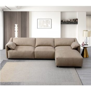 Light Brown Suede Veata Sectional Sofa LV03090 By ACME
