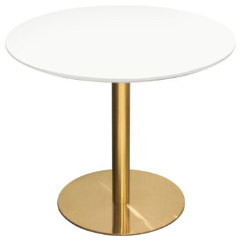 White Top Brushed Gold Stella Dining Table By Diamond Sofa