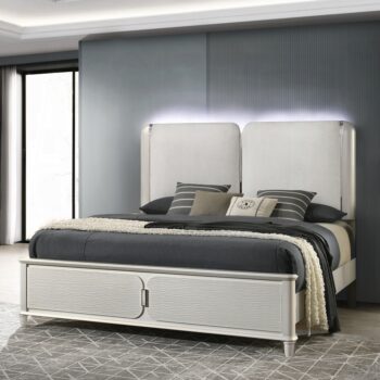 Laveda Gray Boucle Bed with LED