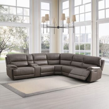 Kantu Brown Leather Motion Sectional Sofa