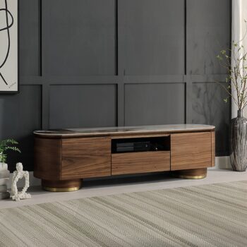 Willene Walnut TV Stand with Ceramic Top
