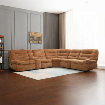 Emmy Power Motion Orange Chenille Sectional Sofa