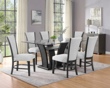 D1218 Dark Wood Glass Top 7PC Dining Set By McFerran