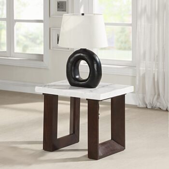 Edwyn End Table with White Marble Top