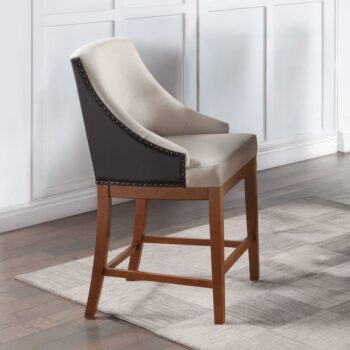 Gilsea Counter Height Chair in Brown Leather & Fabric DN03726 By ACME