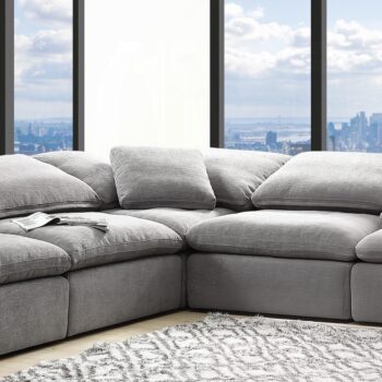 Naveen Modular – Gray Linen Wedge with Pillow LV55141 By ACME