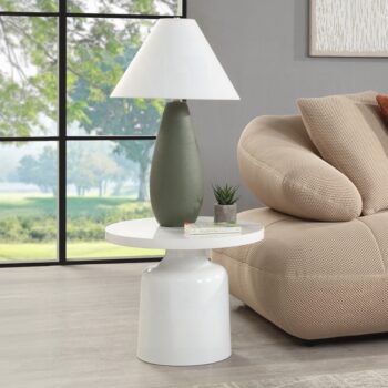 Zaid End Table in White Marble LV04226 By ACME