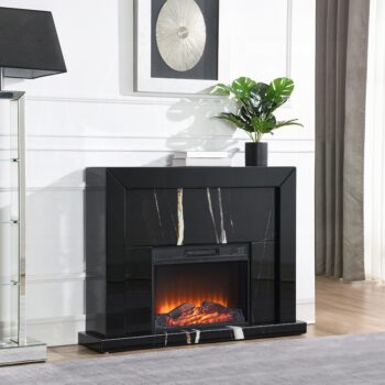 Drisana Fireplace in Black Mirrored Finish AC03869 By ACME