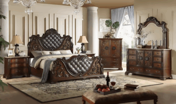 B9000-Q/EK/CK Tufted Dark Leather Brown Bed by McFerran