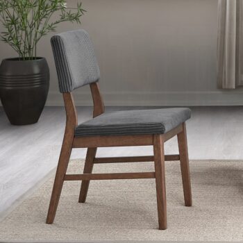Seda Gray Corduroy Side Chair in Walnut Finish Set of 2 By ACME