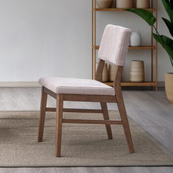 Seda Dusty Mauve Corduroy Side Chair in Walnut Finish