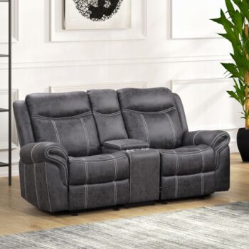 Zubaida Gray Power Motion Loveseat with USB