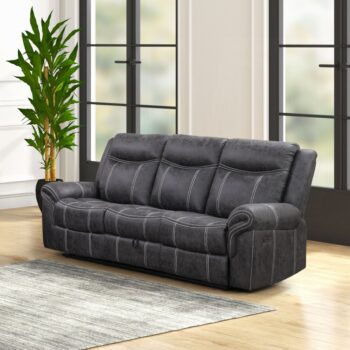 Zubaida Gray Power Motion Sofa with Drop-Down Table