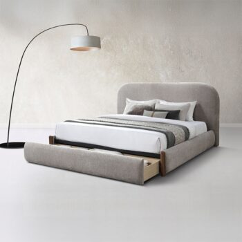 Orane Bed in Gray Fabric with Storage
