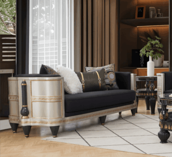 Black And Gold Loveseat HD-9042