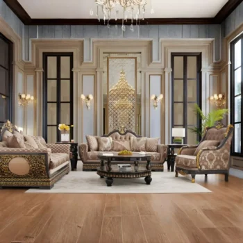 Brown Elegant Fabric Victorian Sofa Set HD-9049 By Homey Design