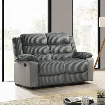 Lesley Motion Loveseat in Gray Corduroy & Velvet