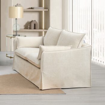 Shane Loveseat with 2 Pillows in Beige Linen