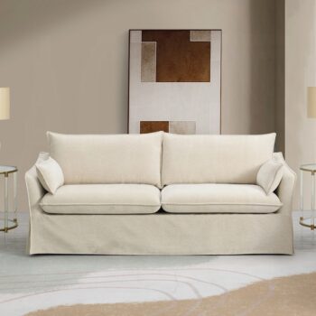Shane Sofa with 2 Pillows in Beige Linen