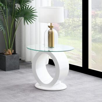 Larry End Table in White High Gloss Finish