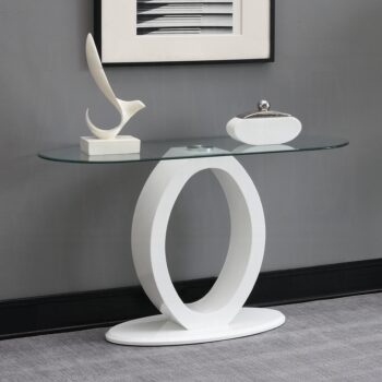 Larry Sofa Table in White High Gloss Finish
