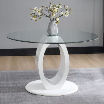 Larry Round Dining Table in White High Gloss Finish
