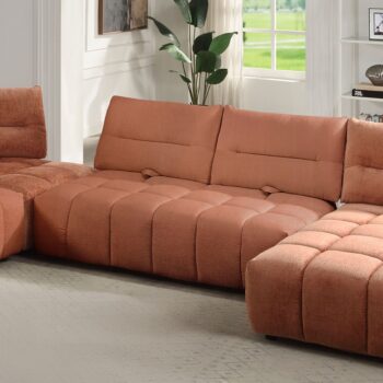 Loanna Moludar - Loveseat in Coral Red Linen
