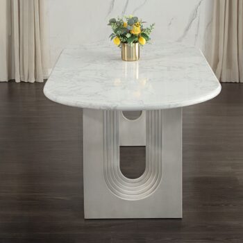 Zayn Dining Table with White Natural Marble Top