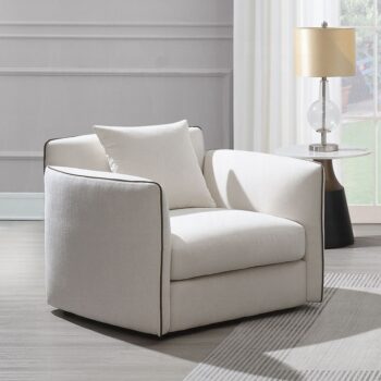 Yolanda Chair with Pillow in Beige Chenille