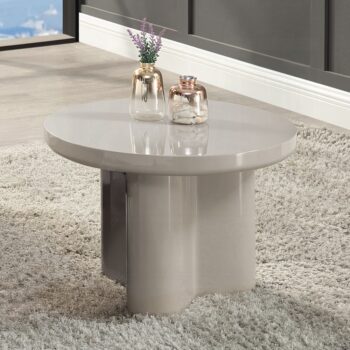 Joane End Table in Light Gray High Gloss Finish