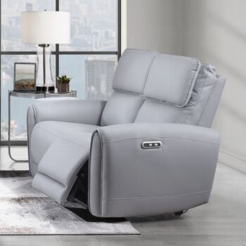 Jeromie Power Motion Loveseat with USB Port in Gray Leather