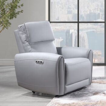 Jeromie Power Motion Recliner with USB Port in Gray Leather