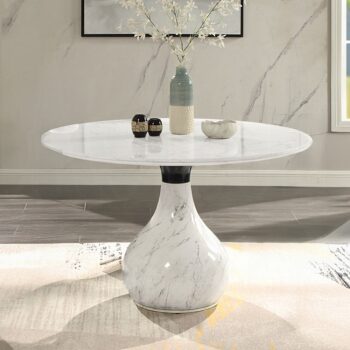 Koen Round Dining Table with Marble Top
