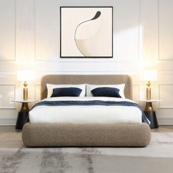 Erica Modern Bed in Dark Beige Tweed