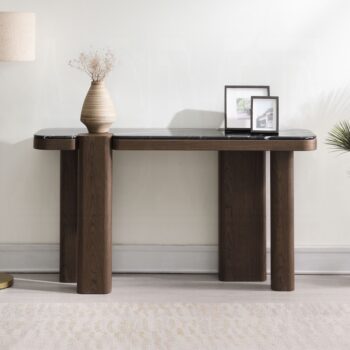 Dana Console Table in Black & Dark Walnut Finish