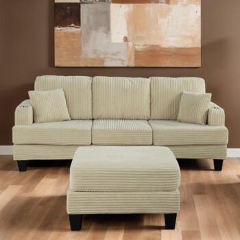 Moretaine Sofa – Contemporary Beige Corduroy Sofa