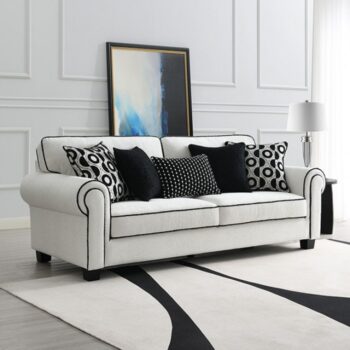 Viviani Transitional White Chenille Sofa FM61007WH-SF by Furniture of America