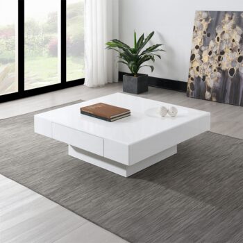 Khaim White High Gloss Square Coffee Table