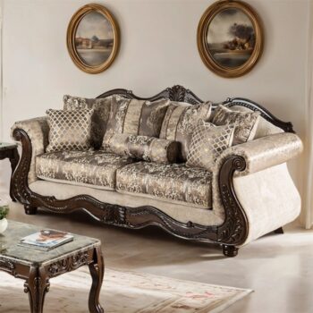 Andalusia Traditional Light Brown and Dark Cherry Sofa