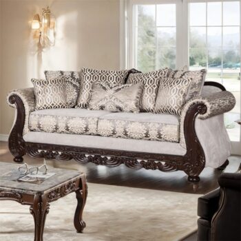 Catalonia Sofa Traditional Beige and Dark Cherry SM6451-SF