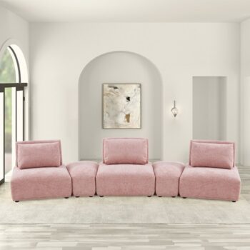 Stavanger Curved 3-Seater Sofa in Pink Bouclé FM63001PK-G