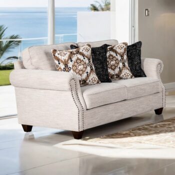 Earley Loveseat | FM61009WH-LV – Transitional Style with Nailhead Elegance