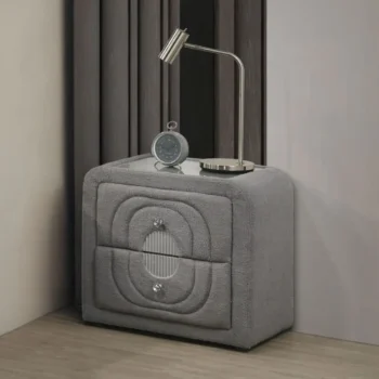 Shelyn Nightstand in Gray Teddy Sherpa BD05653 By ACME