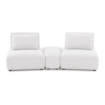 Stavanger Curved 2-Seater with Ottoman in White Boucle FM63001WH-D by Furniture of America