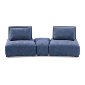 Stavanger Curved 2-Seater with Ottoman in Blue Chenille FM63001BL-D by Furniture of America
